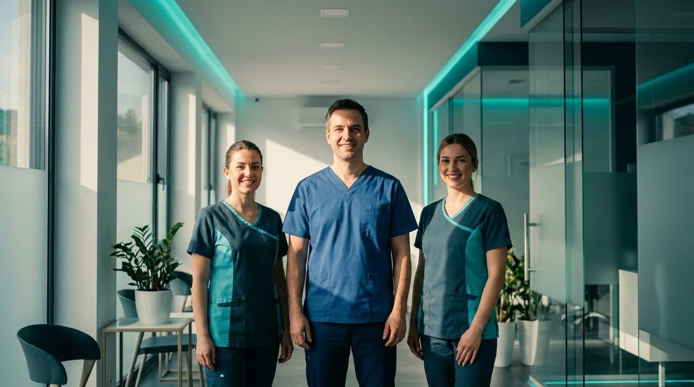 Equipo de una clínica dental en su espacio de trabajo